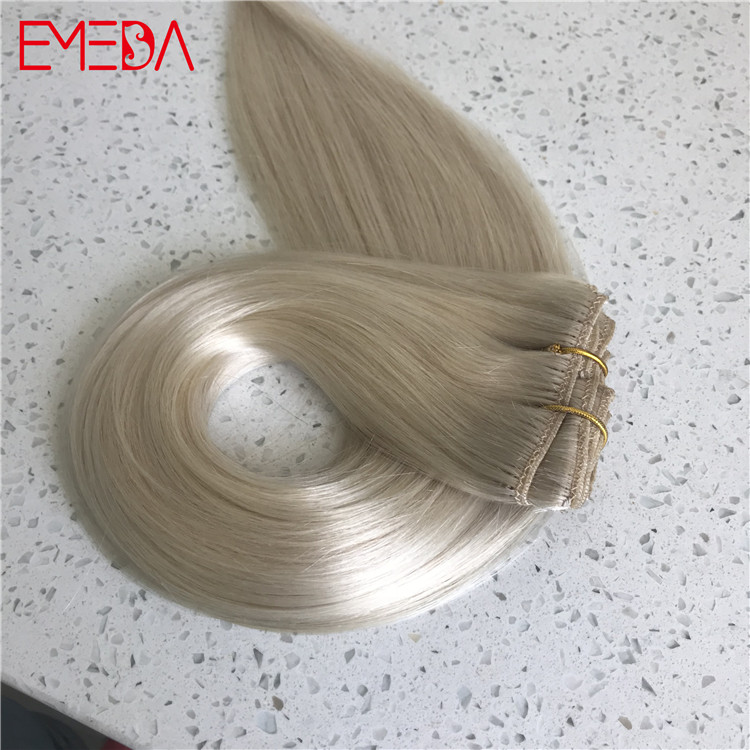 clip on extensions manufacture Melbourne virgin russian hair platinum blonde YJ297